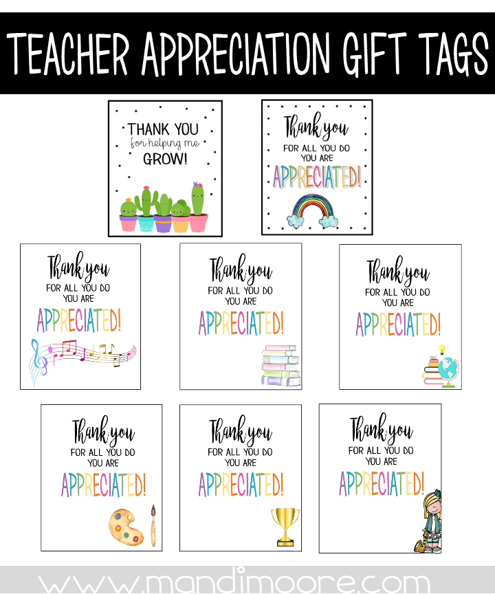 Printable Teacher Appreciation Pen Gift Tag, Teacher Appreciation
